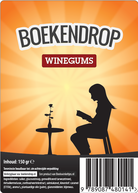 Boekendrop winegums etiket